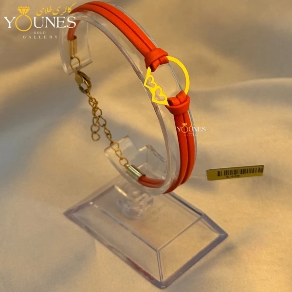 دستبند طلا چرم دولاین قلبی